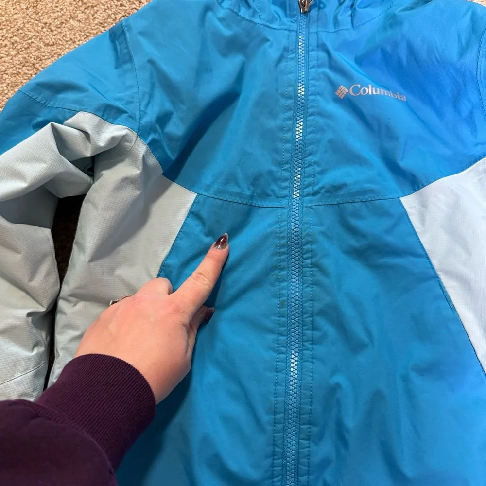 Columbia Kids Omni-Heat Two Tone Blue‎ Coat Hooded Insulated Winter Snow 7/8 S